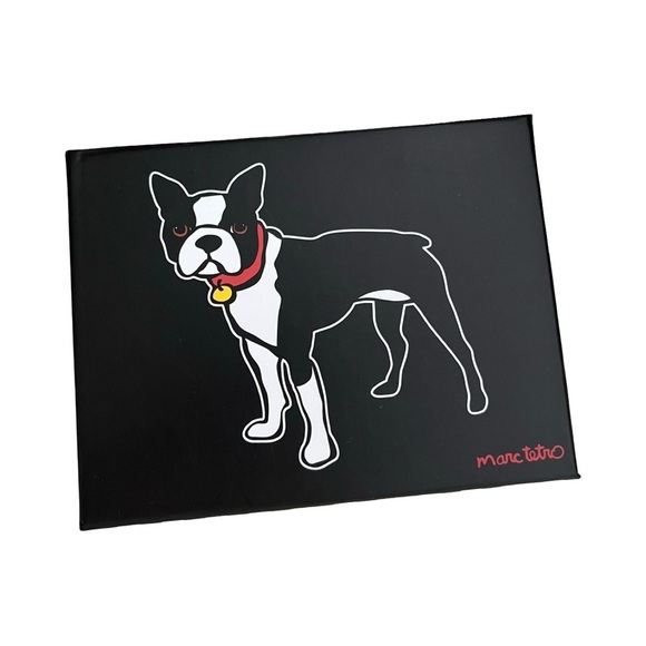 NWT MARC TETRO Boston Terrier Saffiano Leather Zip Around Wallet Wristlet Black - Picture 3 of 6